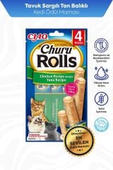 Ciao Churu Rolls Sticks Tavuk Sargılı & Ton Balıklı Kedi Ödül Maması 4 x 10 Gr