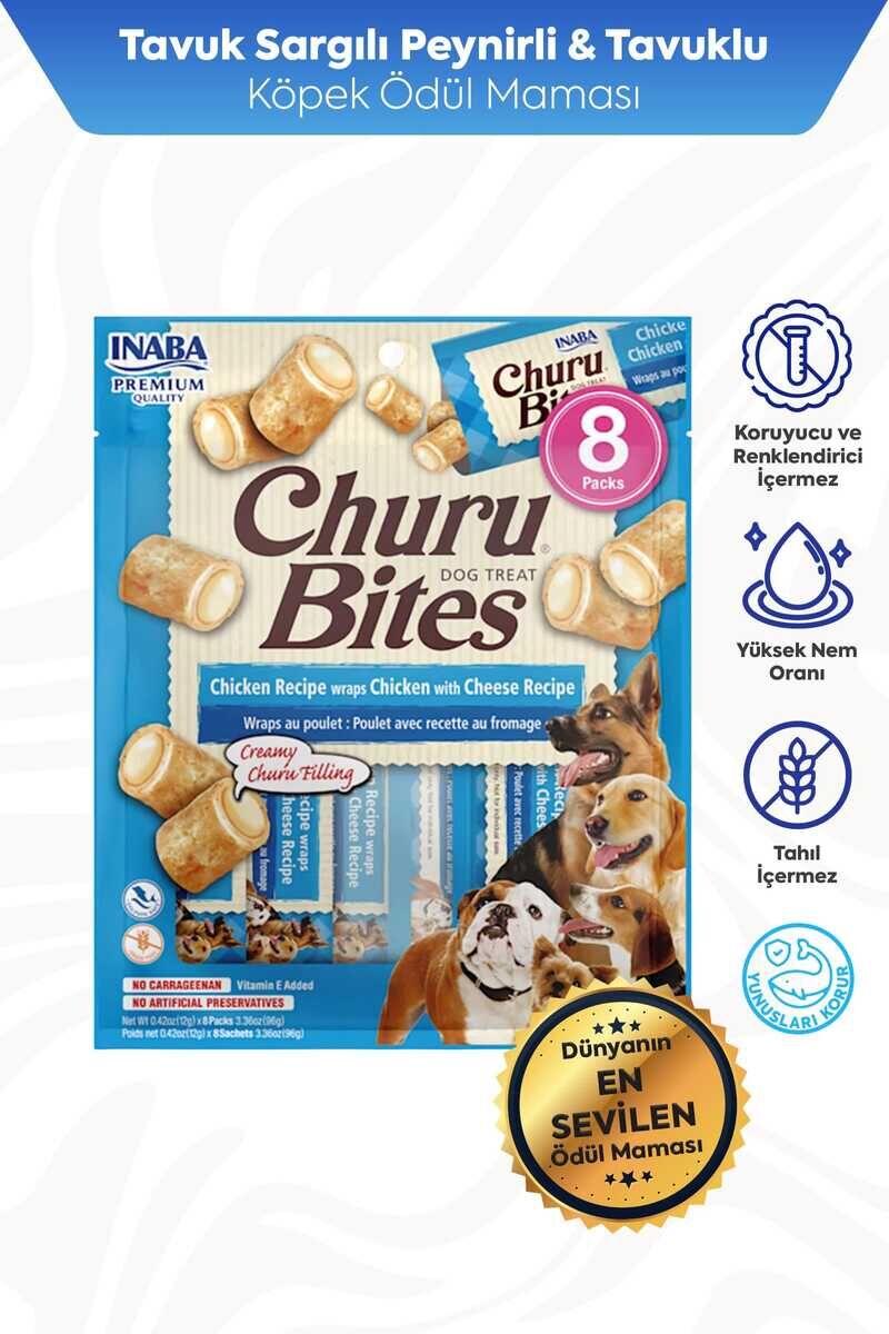 CHURU BİTES KÖPEKLER İÇİN TAVUKLU,PEYNİRLİ ÖDÜL MAMASI 8X12GR 6'LI PAKET