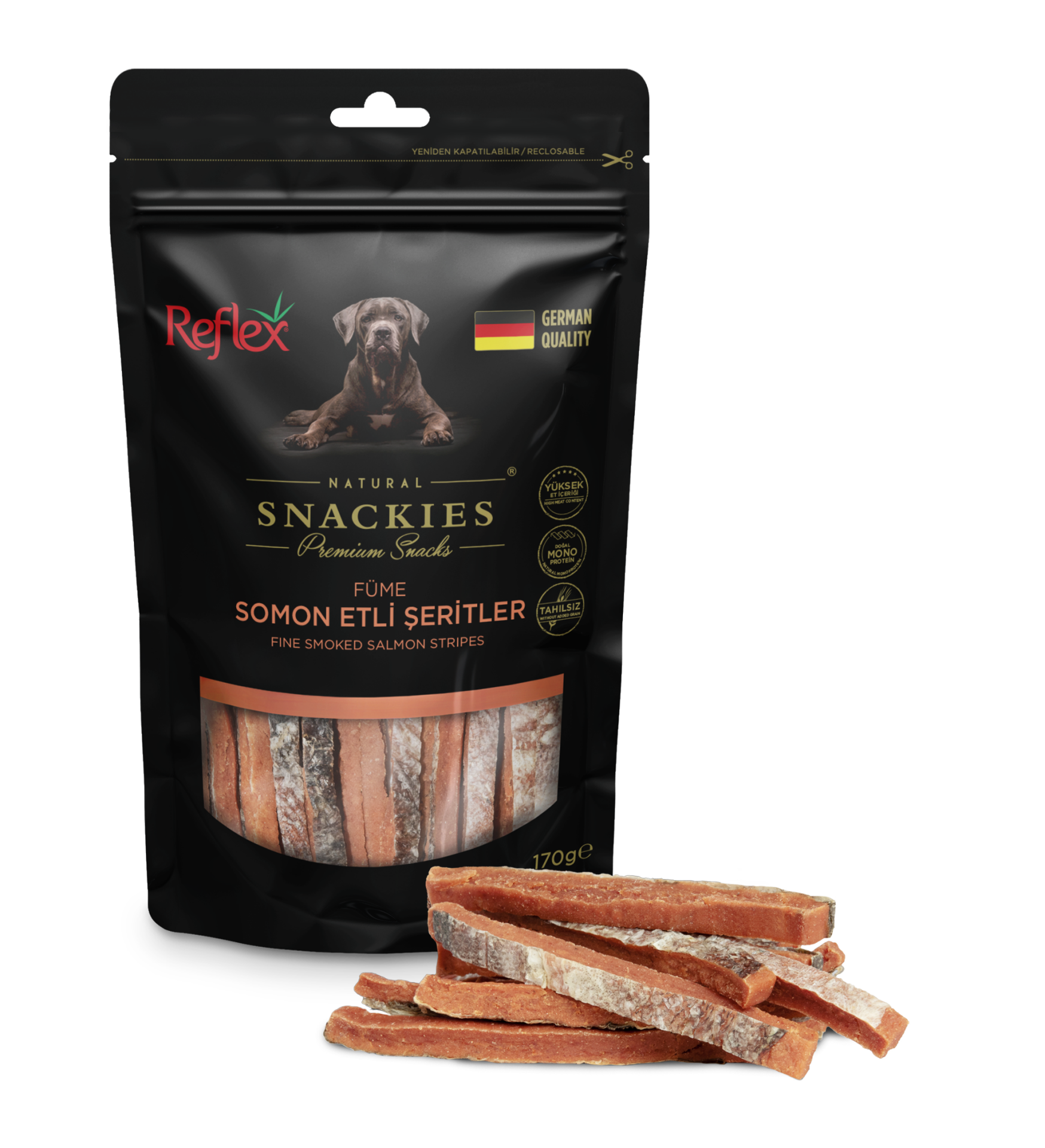 Snackies Füme Somon Etli Şeritler Köpek Ödül Ürünü 170 g