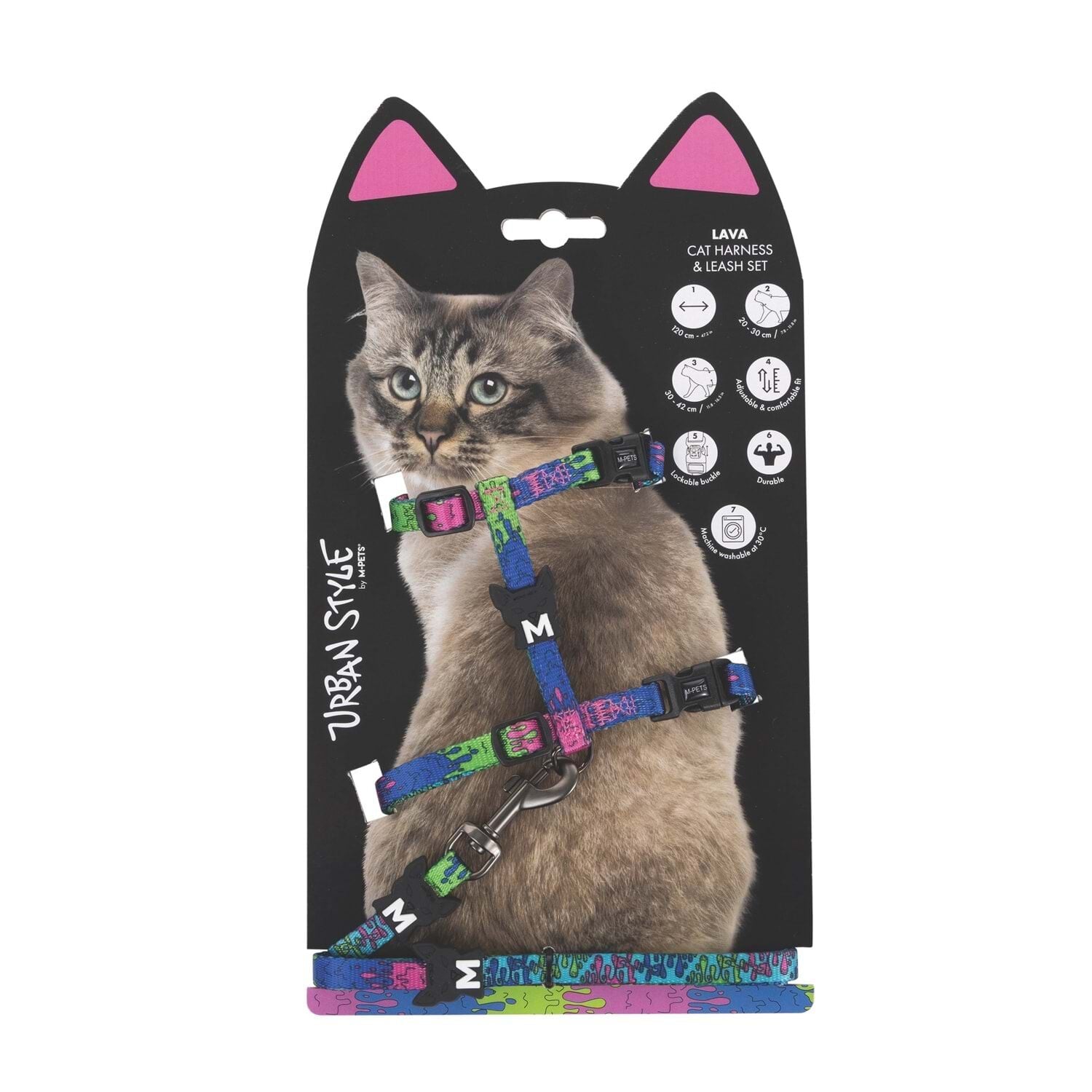 M-PETS URBAN STYLE LAVA KEDİ GÖĞÜS TASMASI SET