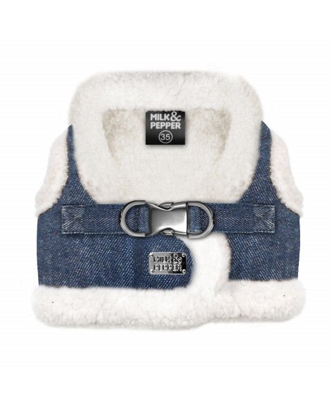 TYLER Harnais Köpek Göğüs Tasması – Denim Bleu, 35 cm