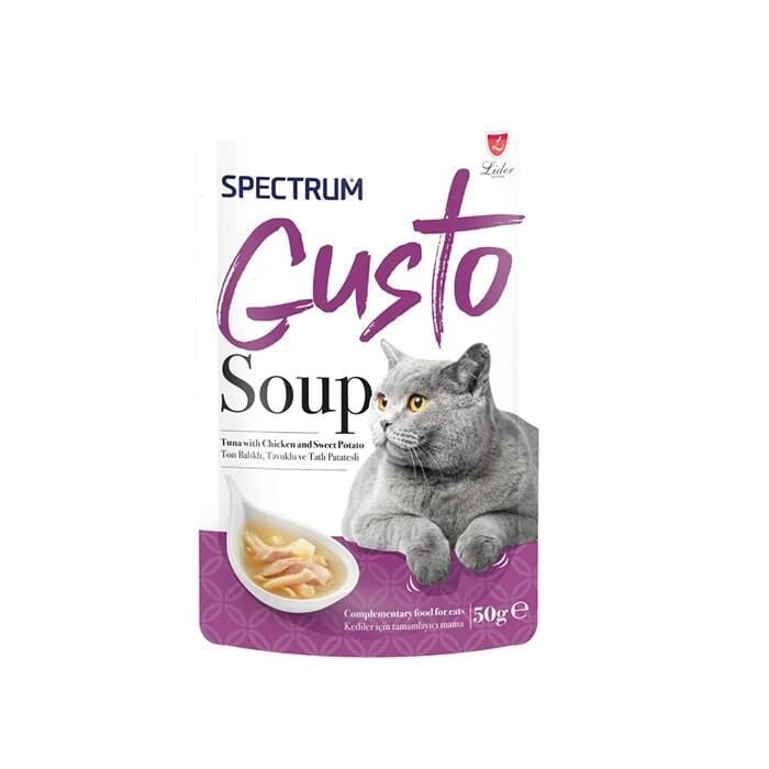 Gusto Soup Ton Balıklı Tavuklu ve Tatlı Patatesli Kedi Çorbası 50gr
