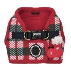 PUPPIA FESTIVE HARNESS B/RED/S