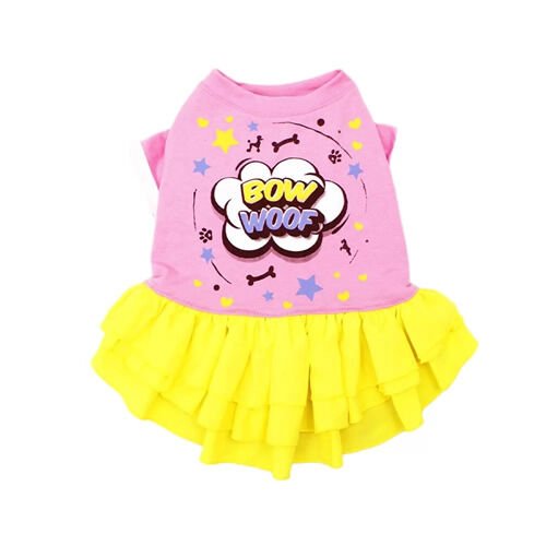 Zampa Bow Woof Pembe Fırfırlı Kedi Köpek Elbisesi 2XL