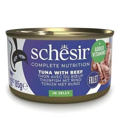 Schesir Jelly Ton Balığı ve Sığır Eti Jöle İçinde Yetişkin Kedi Konservesi 85g