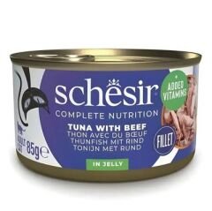 Schesir Jelly Ton Balığı ve Sığır Eti Jöle İçinde Yetişkin Kedi Konservesi 85g