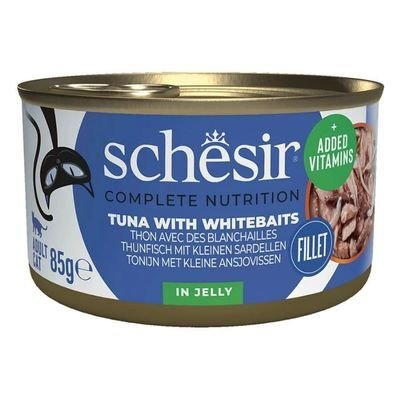 Schesir Jelly Ton Balığı ve Ringa Balığı Jöle İçinde Yetişkin Kedi Konservesi 85g