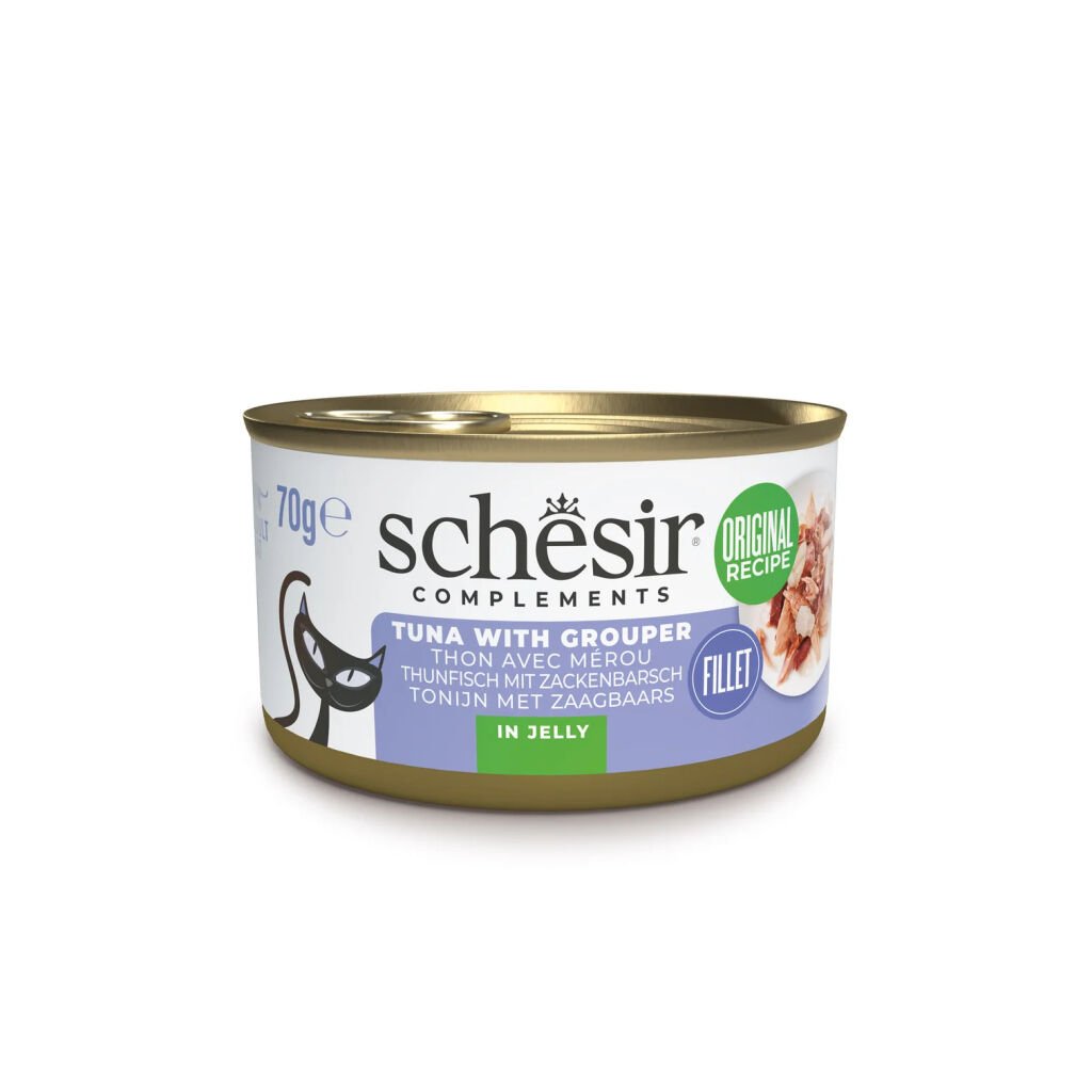 Schesir Tamamlayıcı Ton ve Orfoz Balıklı Jöle İçinde Kedi Konservesi 70g