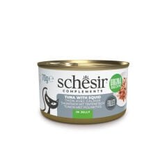 Schesir Tamamlayıcı Ton Balıklı ve Kalamarlı Jöle İçinde Kedi Konservesi 70g