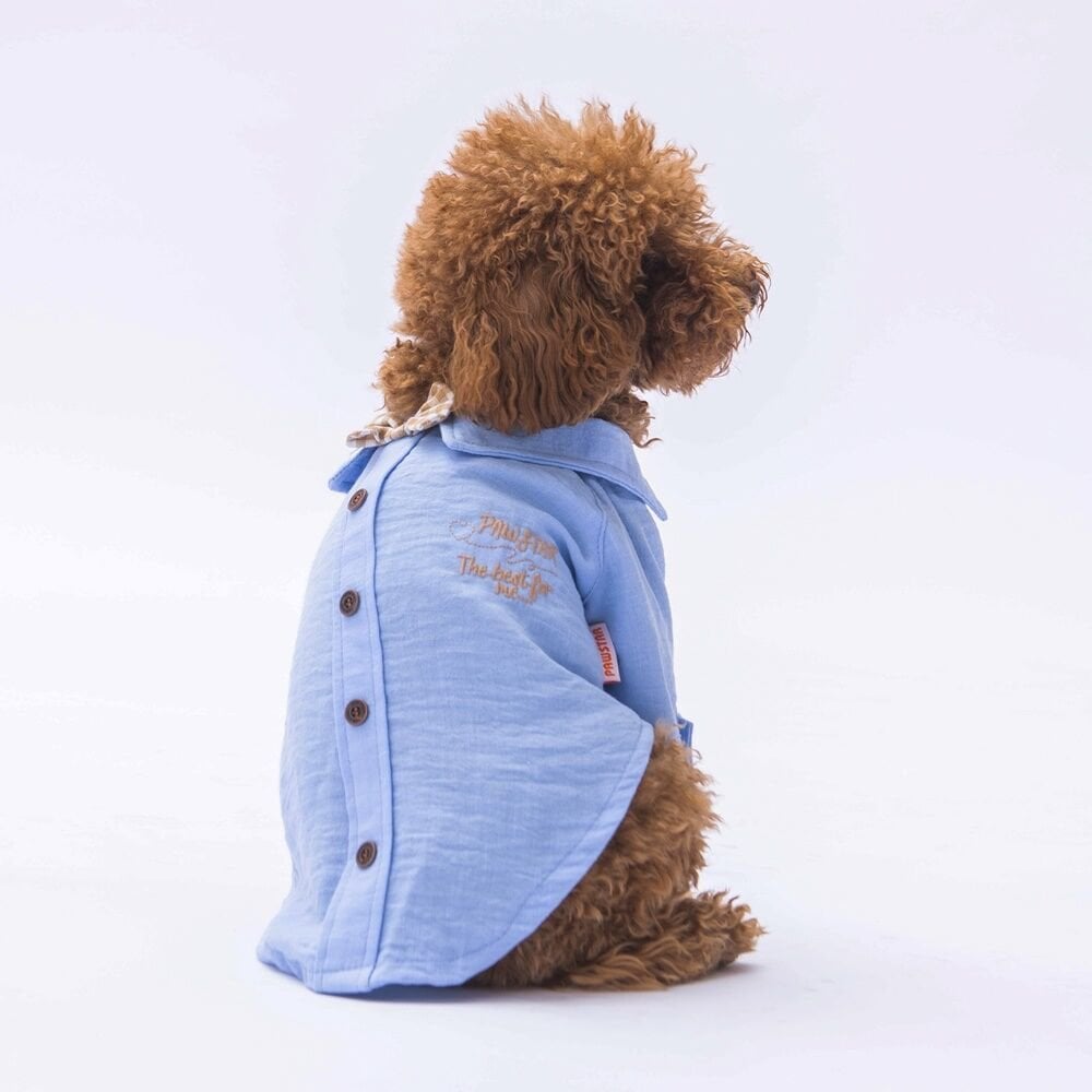 Pawstar Mavi Linen Look Köpek Gömleği