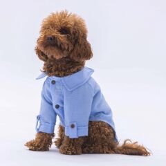 Pawstar Mavi Linen Look Köpek Gömleği