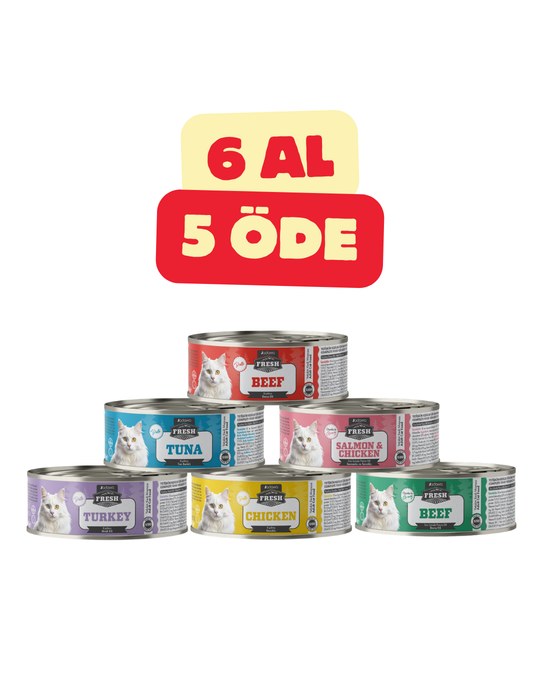 5+1 FRESH KARIŞIK YETİŞKİN KEDİ KONSERVESİ 85gr
