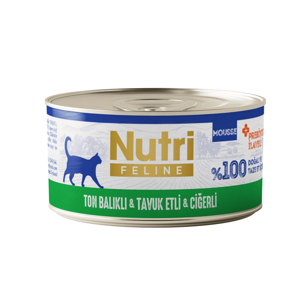 Nutri  Mousse Ton Balıklı Tavuk Etli ve Ciğerli Prebiyotikli Yetişkin Kedi Konservesi 70gr