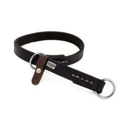 Doggie Yağlı Deri Boğma Eğitim Tasması Kahve – M (1,5 x 40–50 cm)