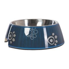 Bowlz Bubble Paslanmaz Çelik Mama & Su Kabı – Navy Paw (Large)