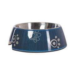 Bowlz Bubble Paslanmaz Çelik Mama & Su Kabı – Navy Paw (Medium)
