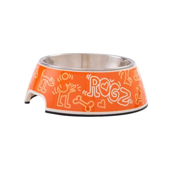 Bowlz Bubble Paslanmaz Çelik Mama & Su Kabı – Orange Doodle (Small)