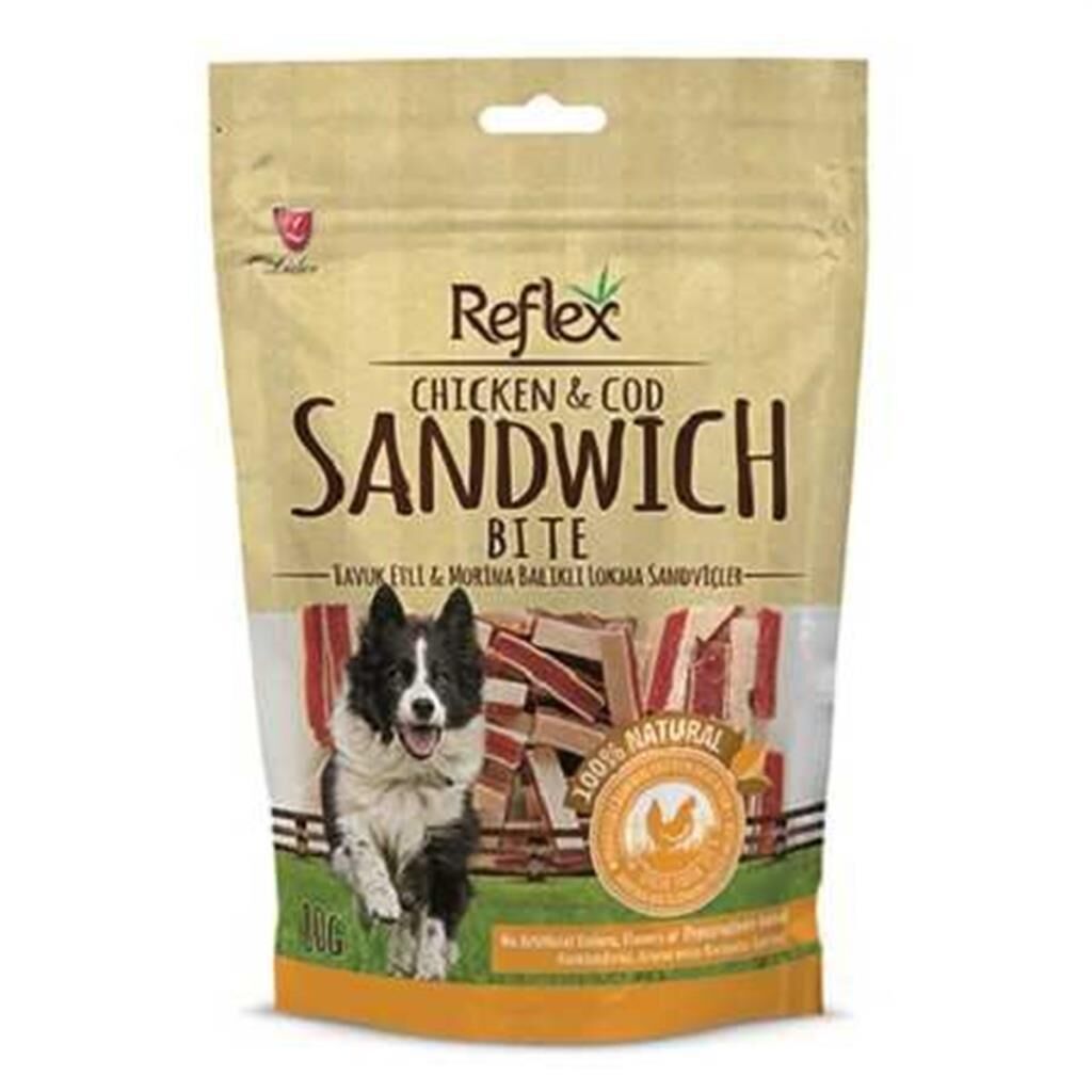 Chicken & Cod Sandwich Strips – Tavuk ve Morina Balığı Mini Sandviç Köpek Ödülü 80 g