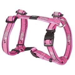 Kemik Desenli Pembe Göğüs Tasması XL