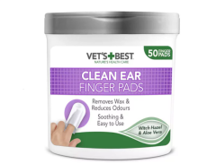 Vet’s Best Kedi ve Köpekler için Fındık ve Aloe Vera Özlü Kulak Temizleme Pedi (50’li)