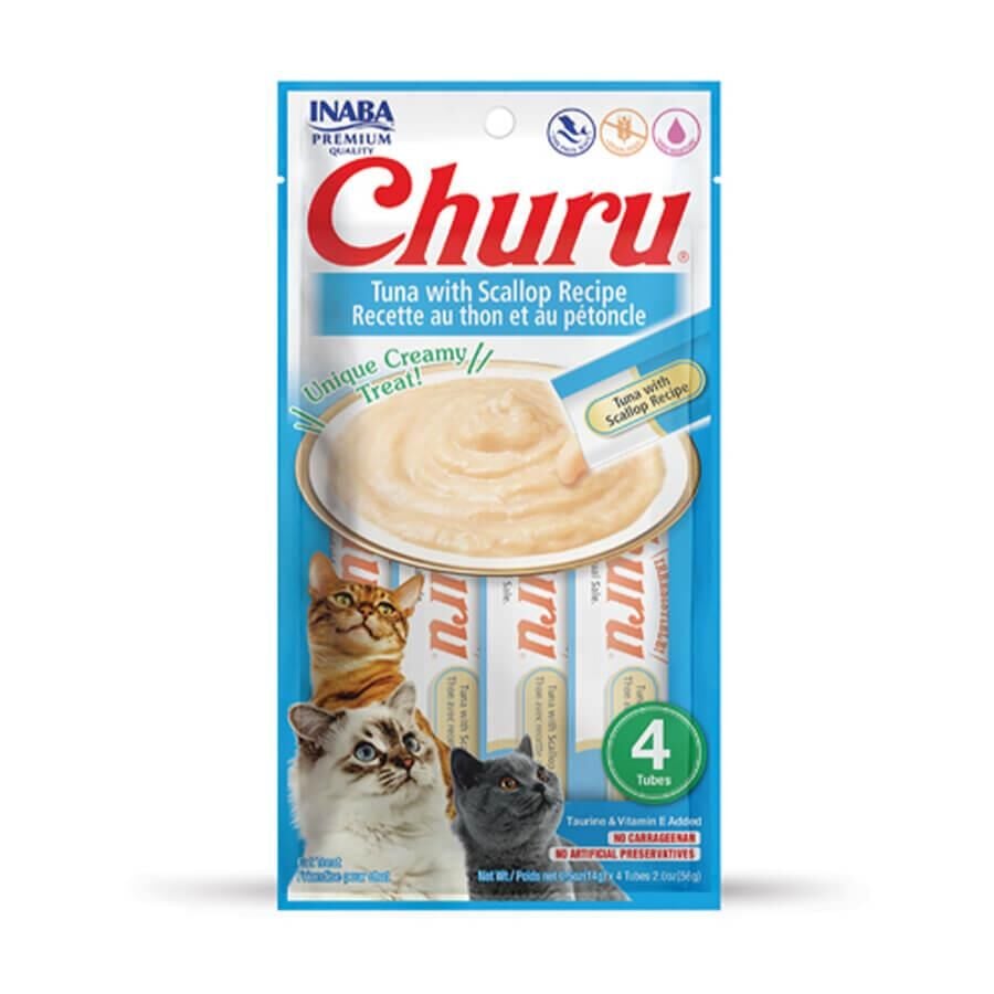 CİAO CHURU CREAM TON BALIKLI VE DENİZ TARAKLI KEDİ ÖDÜL KREMASI 4 X 14 GR