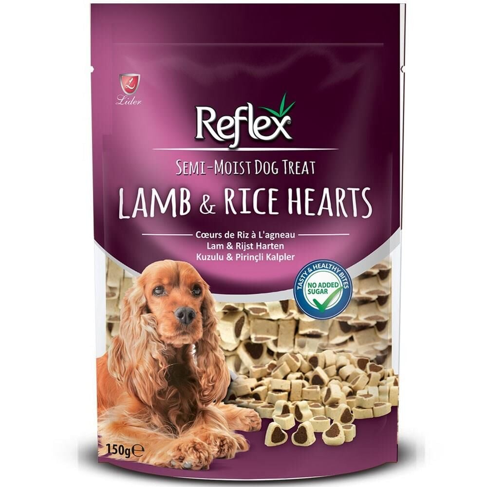 Semi-Moist Dog Treat Lamb & Rice Hearts – Kuzu ve Pirinçli Kalp Şeklinde Yumuşak Köpek Ödül Maması 150 g