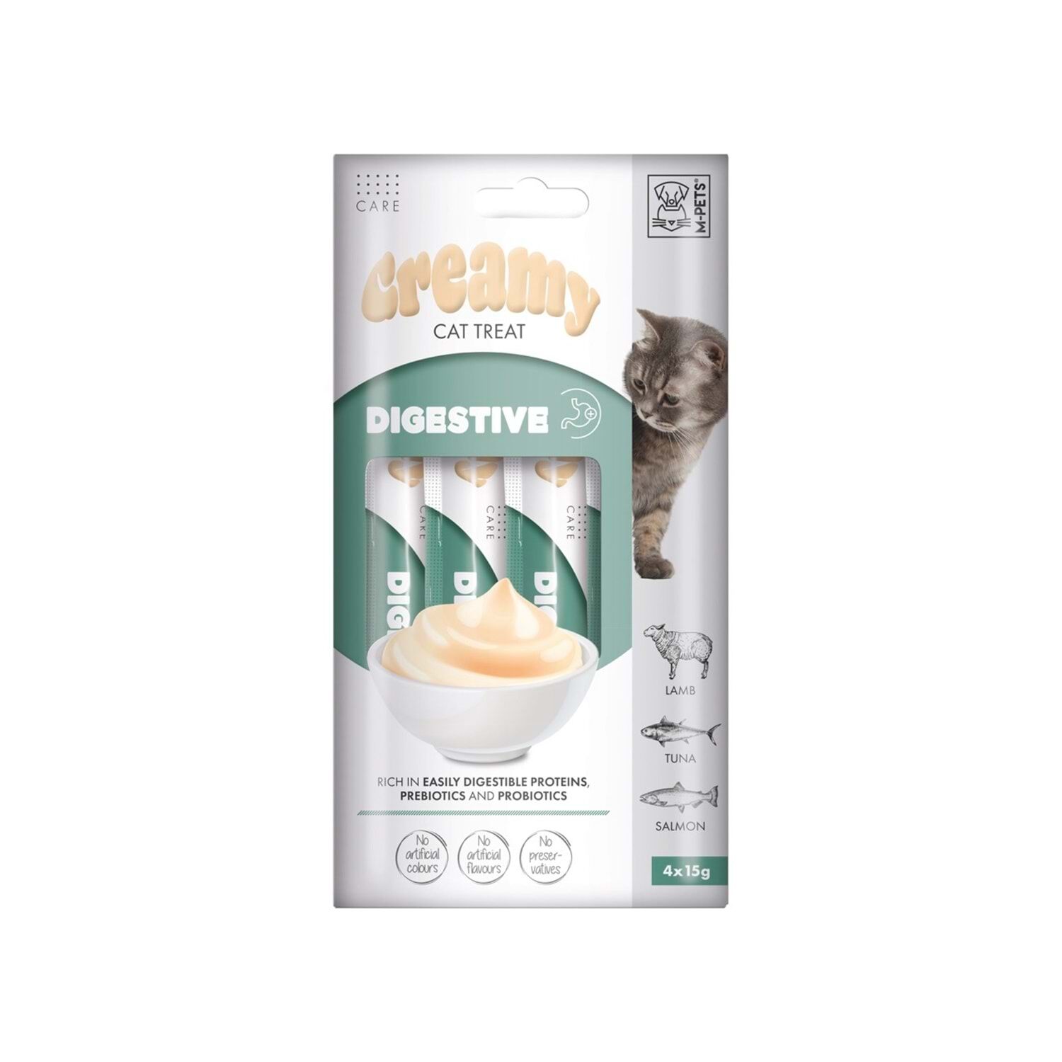M-PETS DIGESTIVE FONKSİYONEL CREAMY KEDİ ÖDÜLÜ 4X15GR