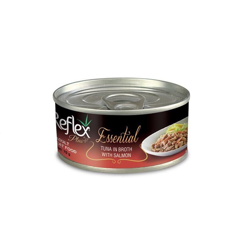 Essential Tuna in Broth with Salmon Ton Balıklı ve Somonlu Yetişkin Kedi Konservesi 70 Gr