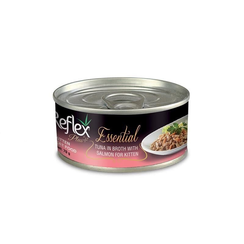 Essential Tuna in Broth with Salmon for Kitten Somonlu Yavru Kedi Konservesi 70 Gr