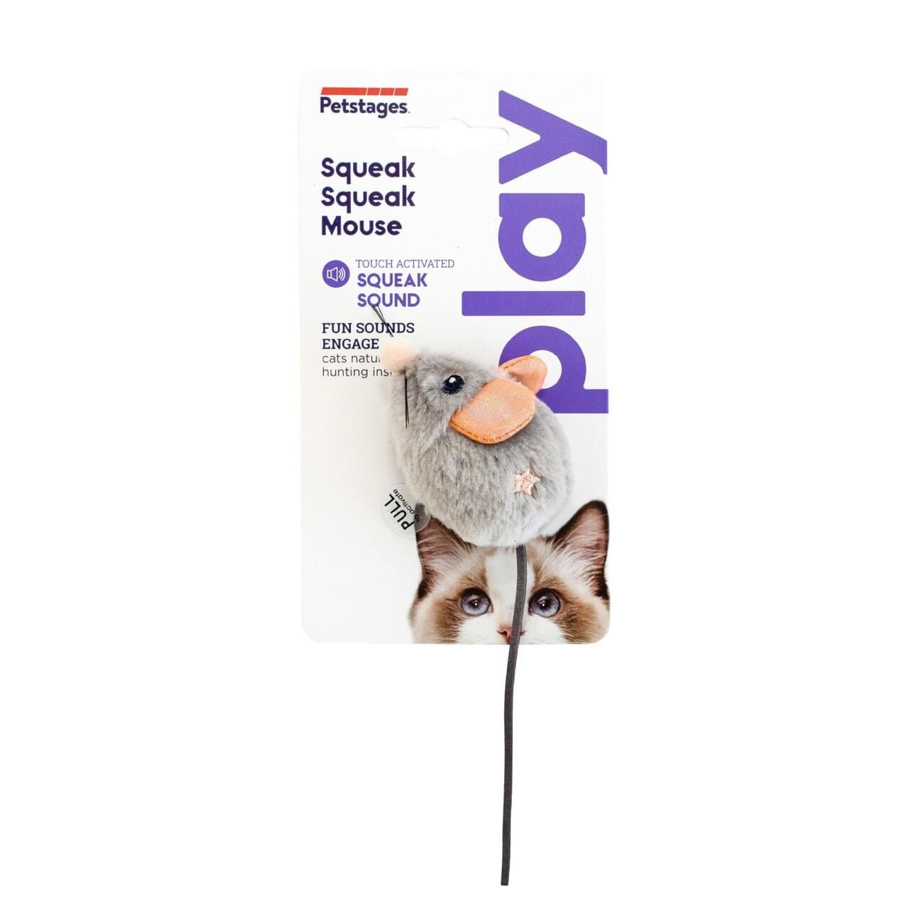 PETSTAGE Squeak Squeak Mouse Plush Kedi Oyuncağı - Gri