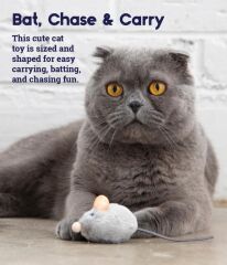 PETSTAGE Squeak Squeak Mouse Plush Kedi Oyuncağı - Gri