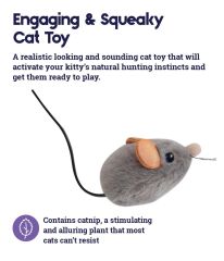 PETSTAGE Squeak Squeak Mouse Plush Kedi Oyuncağı - Gri