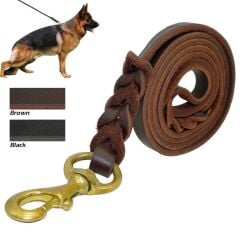 Doggie Yağlı Derili Köpek Eğitim Gezdirme Tasması – Yağlıkahve, 1,1 × 150 cm