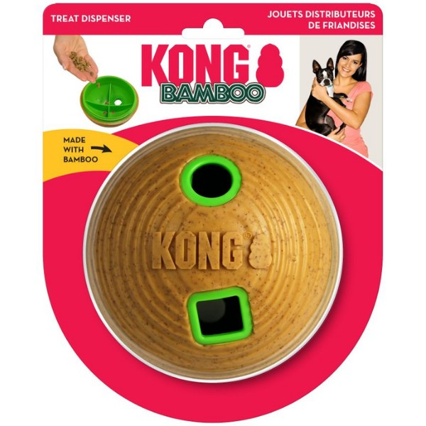 KONG Bamboo Feeder Köpekler için Top Şeklinde Ödül Maması Dağıtma Oyuncağı M