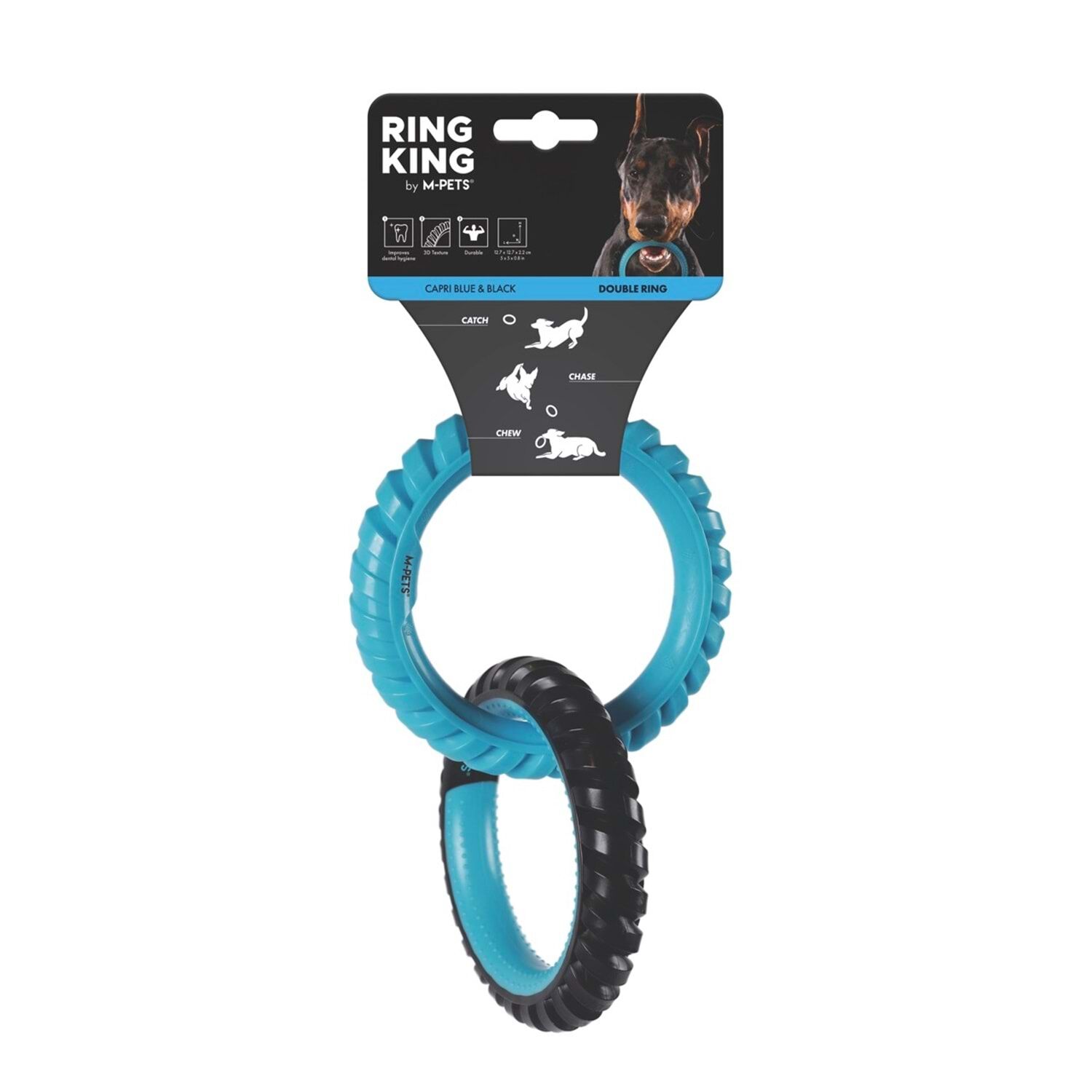 10660299 M-PETS RING KING KÖPEK OYUNCAĞI DOUBLE BLUE/BLACK
