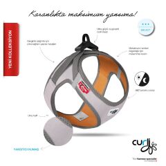 Curli Glow Curli Clasp Vest Harness Köpek Göğüs Tasması – Reflective Gray (M)