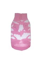 Alphadog Heaven Pink Bulut Desenli Kedi / Köpek Triko Kazak