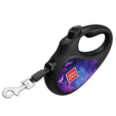 Waudog R-Kayış Geri Çekilebilir Köpek Kayışı, ''NASA21'' Deseni, M, 25KG'a Kadar, 5M Siyah