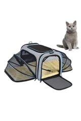 2 Taraflı Genişletilebilir Kedi & Köpek Taşıma Çantası – Havayolu Onaylı, Ekstra Alanlı