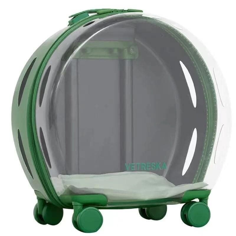 Şeffaf Çekçekli Kedi & Köpek Taşıma Çantası – Pembe, Tekerlekli, Modern Tasarım