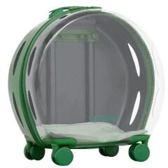 Şeffaf Çekçekli Kedi & Köpek Taşıma Çantası – Pembe, Tekerlekli, Modern Tasarım