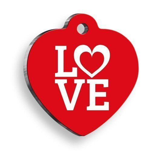 Love Kırmızı Kalp Kedi ve Köpek Künyesi Large: 4,2 x 4,5 cm