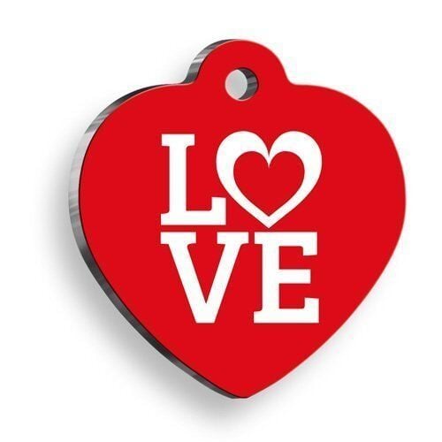 Love Kırmızı Kalp Kedi ve Köpek Künyesi Small: 2,5 x 2,73 cm.