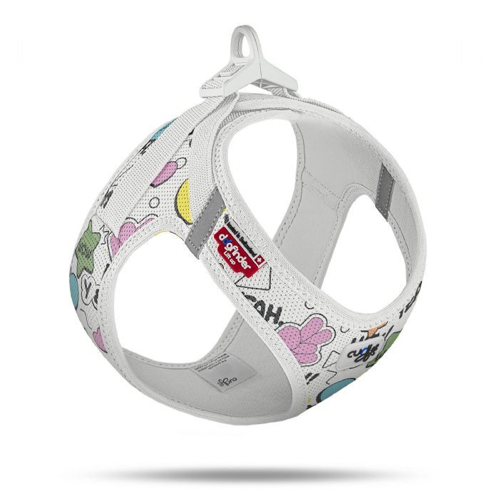 Vest Harness Curli Clasp Air-Mesh Köpek Göğüs Tasması – Comic Light-Gray (S)