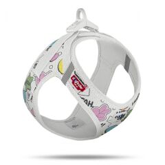 Vest Harness Curli Clasp Air-Mesh Köpek Göğüs Tasması – Comic Light-Gray (S)