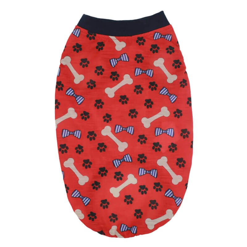 Pawstar Köpek Tişörtü Pati Desenli Kırmızı 2XLarge