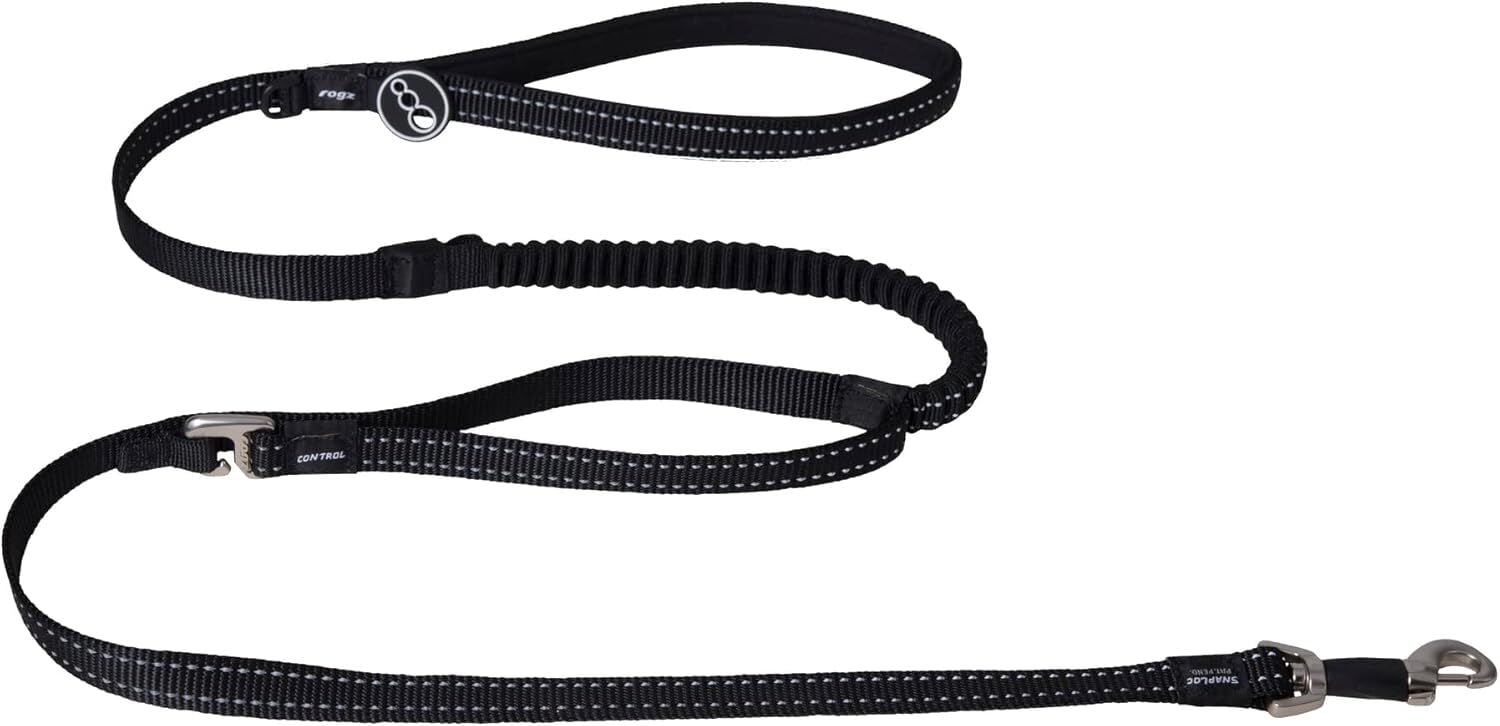 Rogz Snake 3 in 1 Kontrollü Köpek Uzatma Tasması – Siyah (Medium, 14 mm)