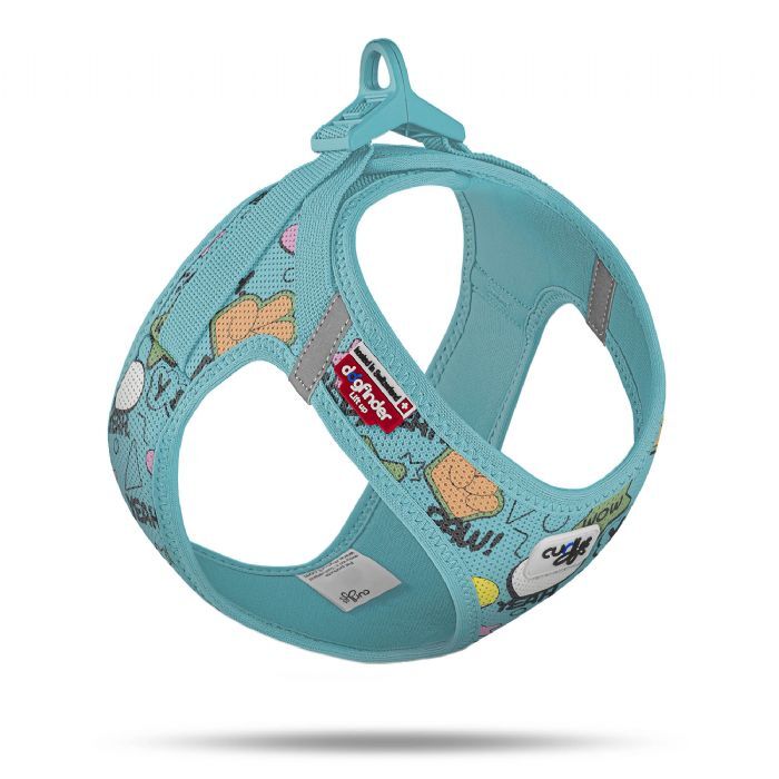 Vest Harness Curli Clasp Air-Mesh Köpek Göğüs Tasması – Comic Turquoise (XL)