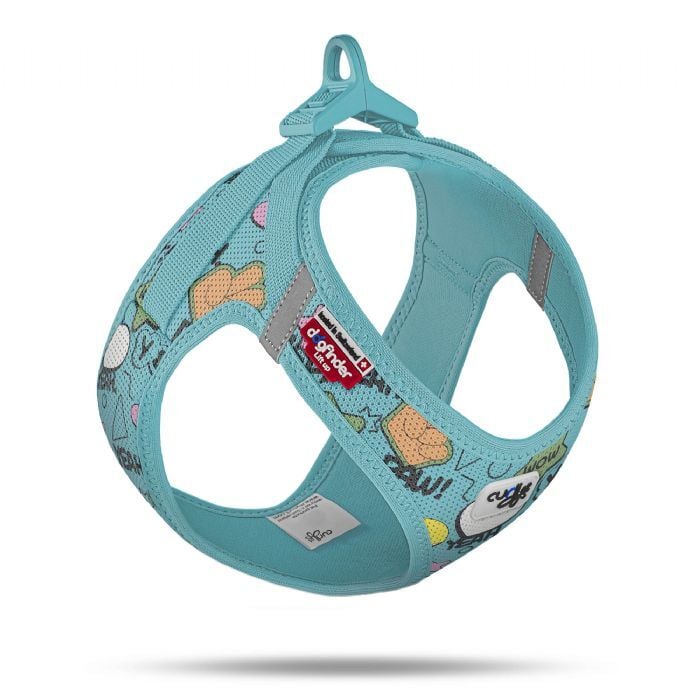 Vest Harness Curli Clasp Air-Mesh Köpek Göğüs Tasması – Comic Turquoise (XS)