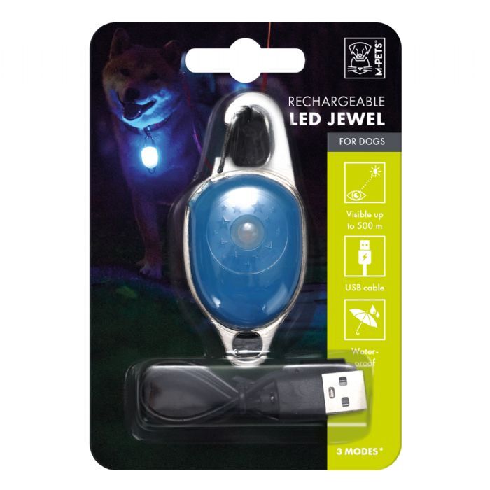 M-Pets Şarj Edilebilir LED Işıklı Tasma Jewel, Beyaz
